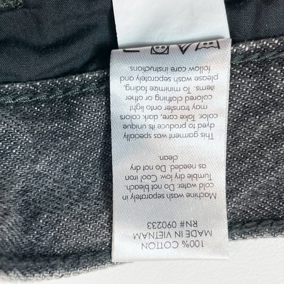 PacSun Jeans High Rise Straight Black Two-Toned Raw Hem Button Fly 24 - Picture 6 of 6